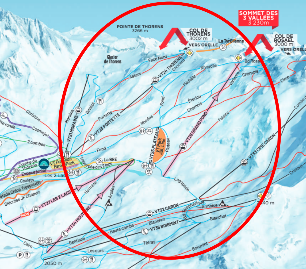 Fond sector of the Val Thorens ski area