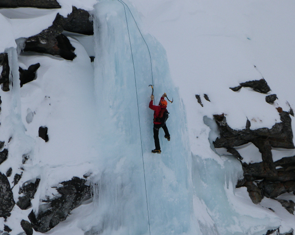 Ice climbing by the Cascades chairlift