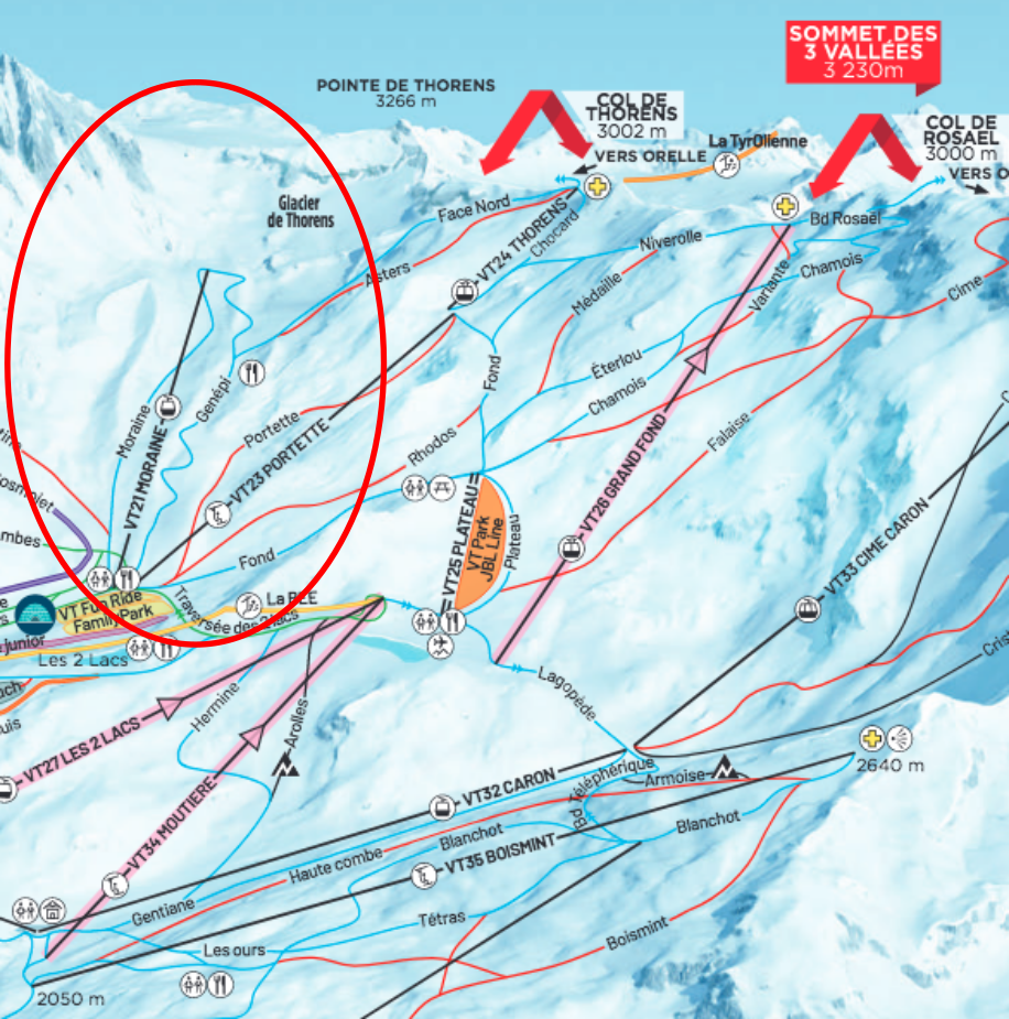 Moraine sector of the Val Thorens ski area