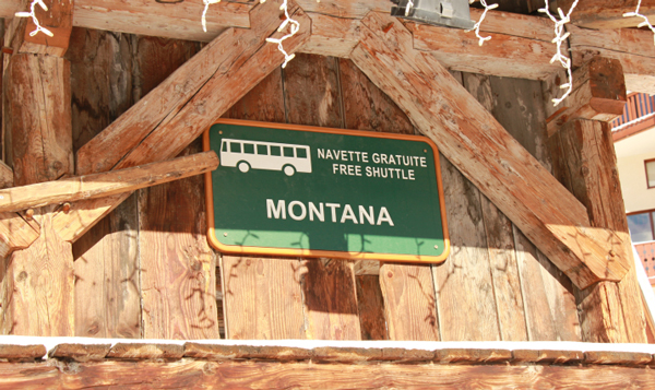 Montana free shuttle bus stop, Val Thorens